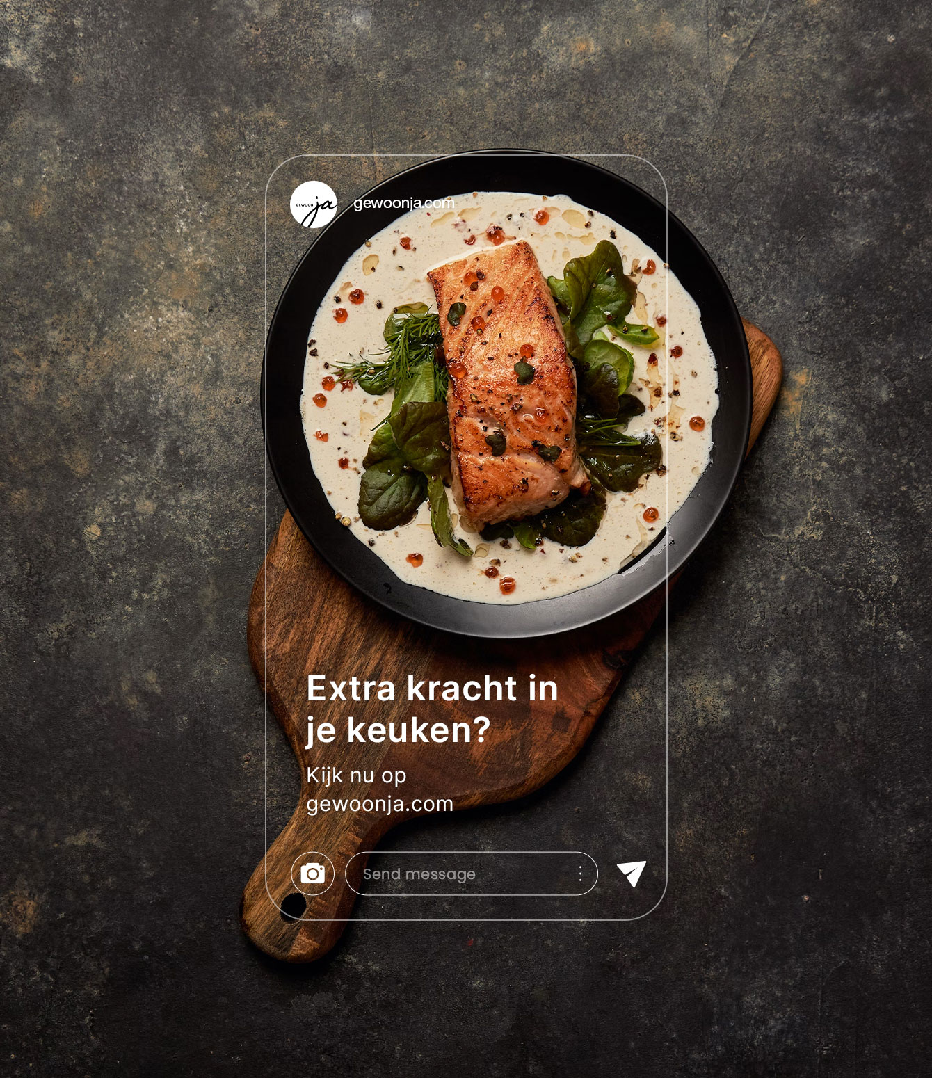 top view of plate of food with a iPhone screen mockup in the middle