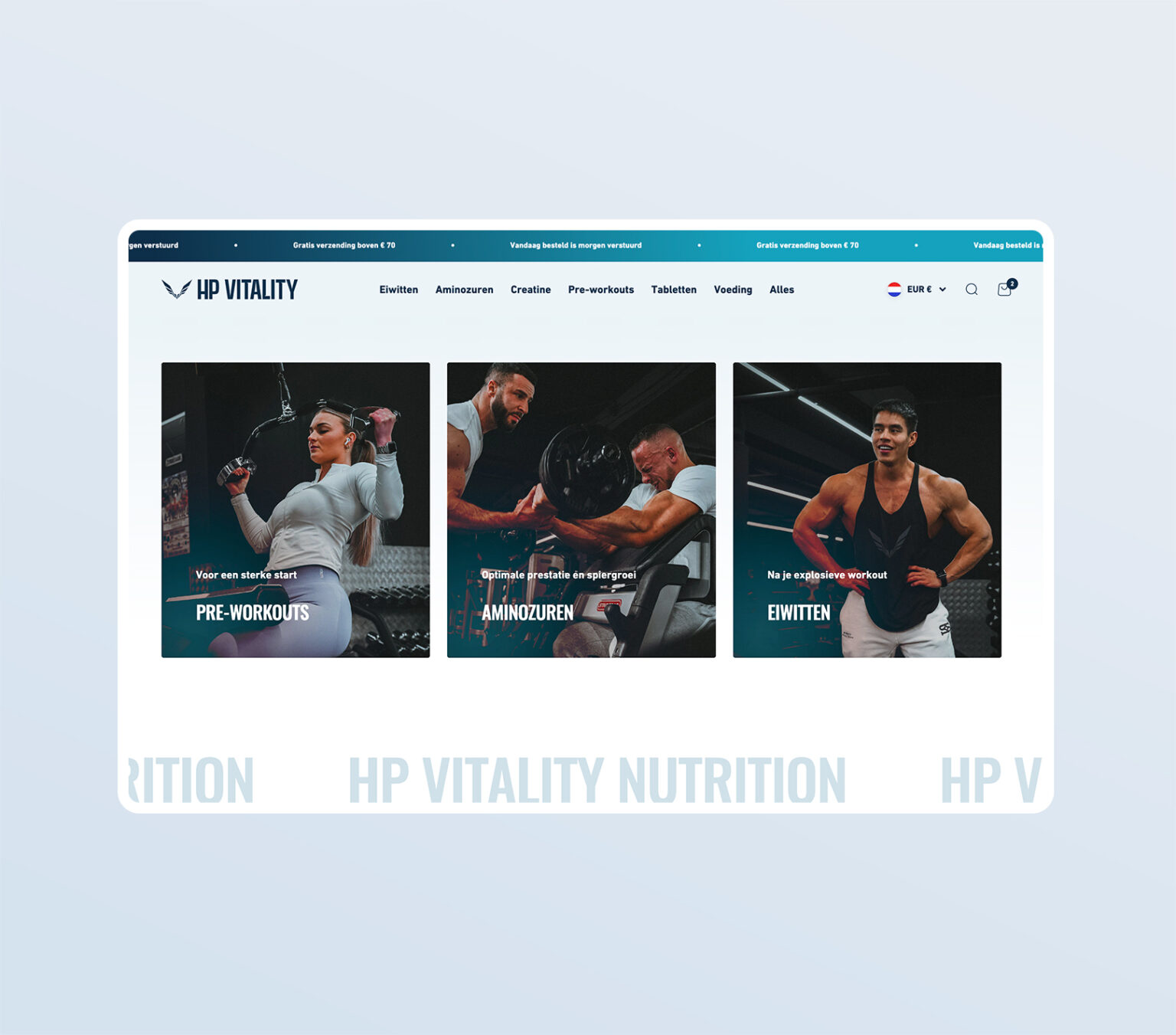 HP vitality nutrition web design